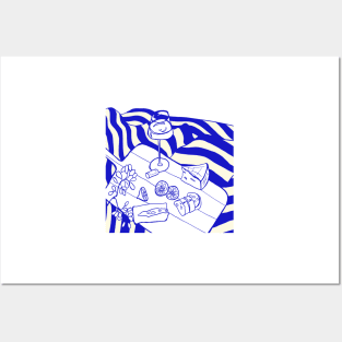 Blue and white picnic Posters and Art